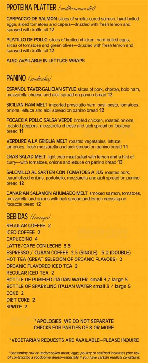 La Trattoria Cafe Napoli menu in Fort Myers, Florida, USA