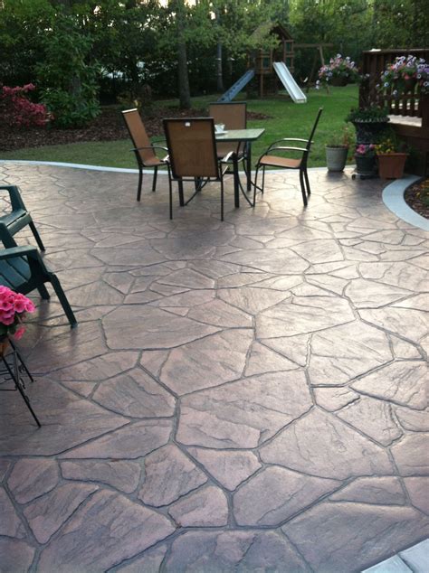 Stamped concrete patio project complete! I loved how it turned out:) | Stone patio designs ...