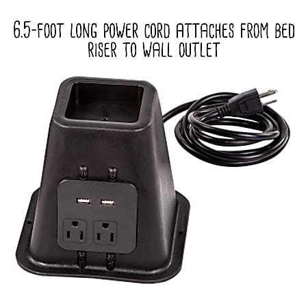 Honey Can Do Bed Risers With Power Outlets And USB Ports, 6”H x 6-1/2”W ...