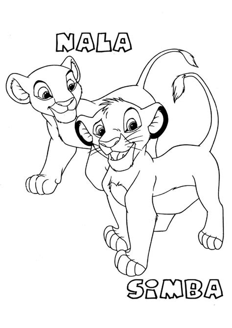 Little Simba And Little Nala coloring page - Download, Print or Color Online for Free