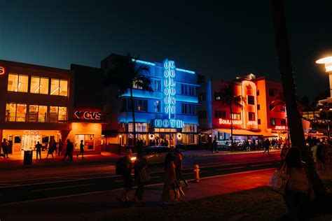 Landscape Photography of Ocean Drive, Miami at Night · Free Stock Photo