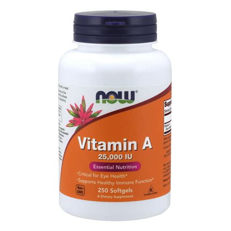 NOW Supplements, Vitamin A (Fish Liver Oil) 25,000 IU, Essential Nutrition, 250 Softgels ...