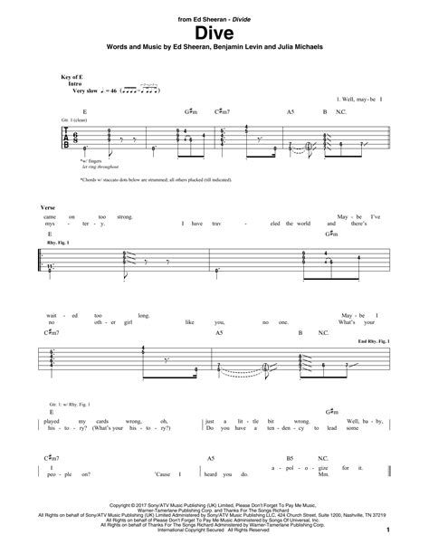 Dive by Ed Sheeran - Guitar Rhythm Tab - Guitar Instructor