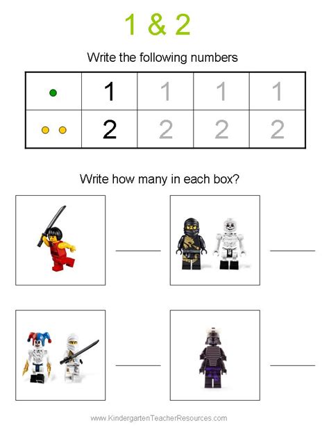 Ninjago Number Worksheets