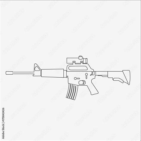 M16 icon. Machine gun outline Stock Vector | Adobe Stock