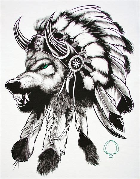 wolf in an Indian headdress tattoo. | "Make It Simple, But Significant ...