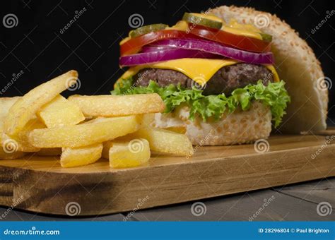 Cheeseburger and Chips stock photo. Image of lunch, cheesy - 28296804