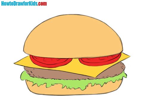 How To Draw A Burger Step By Step Easy Drawing Colori - vrogue.co