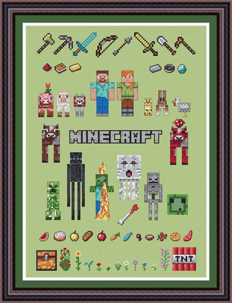 Minecraft sampler Cross stitch pattern Digital Download DMC | Etsy