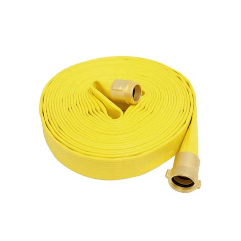 1-1/2" x 100' Yellow Coupled Brass IPT/NPSH Rubber Covered Fire Hose ...