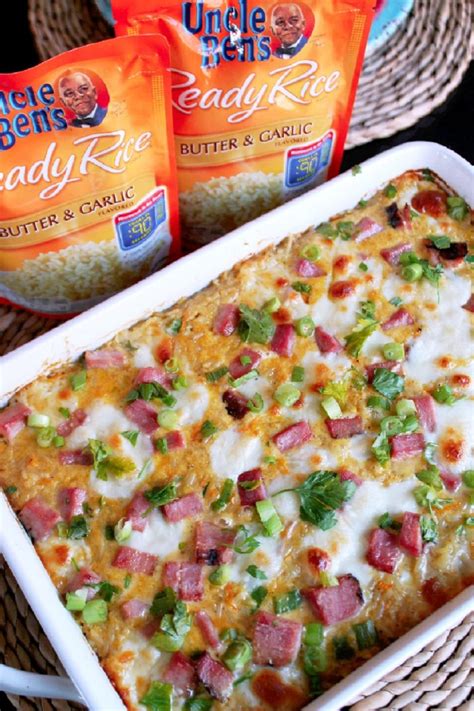 Ham & Cheese Baked Rice with UNCLE BEN'S® - Creole Contessa