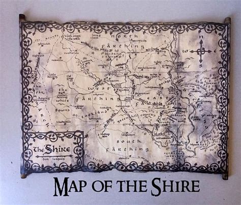 Map of the Shire Scroll, Lord of the Rings Shire Map, the Hobbit Shire ...