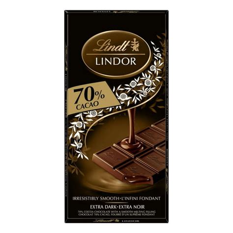 Lindt LINDOR 70% Cacao Dark Chocolate Bar, 100 Grams, 100g Chocolate ...