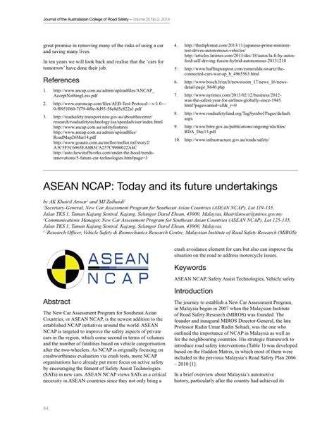 (PDF) ASEAN NCAP: Today and its future undertakings