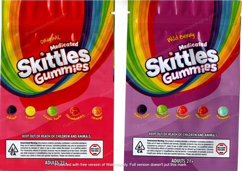 Skittles Gummies Medicated : 2 flavors (Original & Wild Berry) (5x4in ...