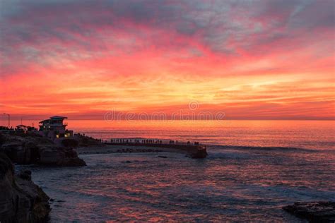 Sunset at the La Jolla Cove, San Diego, California Stock Image - Image ...