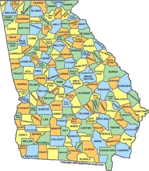 Georgia Counties Map - Georgia • mappery