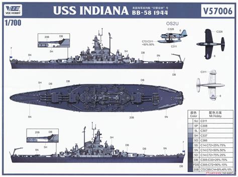 USS Indiana BB-58 1944 (Plastic model) Color1