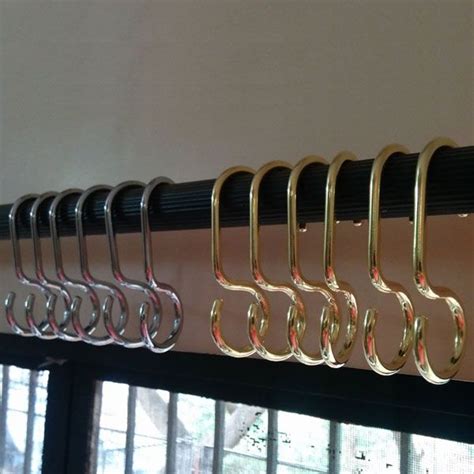 S Shape Brass Curtain Rings Set of 12 | Curtains with rings, Shower ...