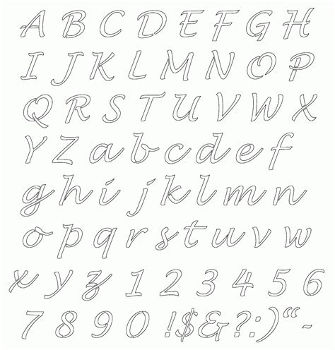 Printable Cursive Letter Stencils - Minimalist Blank Printable