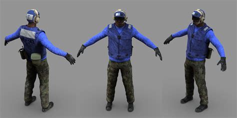 3D model US NAVY Flight Deck Crew Blue VR / AR / low-poly | CGTrader