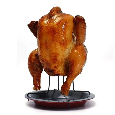 Steel Beer Can Chicken Turkey Roaster Oven Rotisserie BBQ Grill Rack Stand Holder Tray Turkey ...