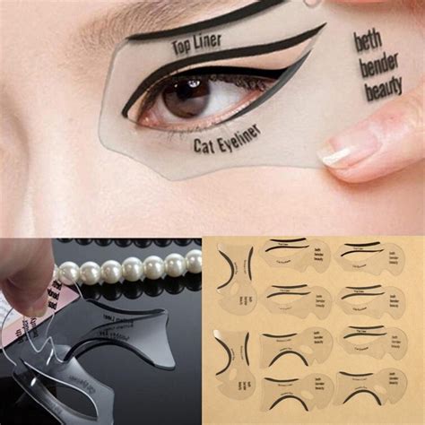 10Pcs/ Pack Cat-shaped Eyeliner Stencil Template Stickers /Eye shadow Stencils Drawing Card ...