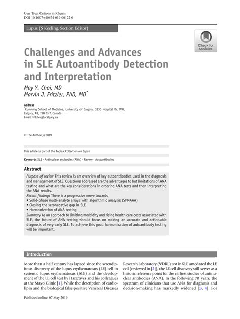 (PDF) Challenges and Advances in SLE Autoantibody Detection and ...