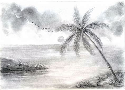 Pencil Drawing of a Serene Landscape