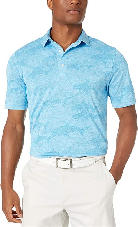 Greg Norman Mens Shark Jacquard Golf Polo Shirts