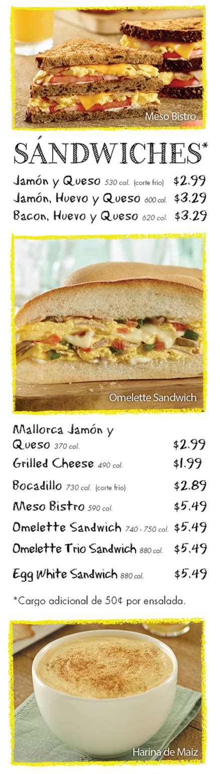 Menu - El Meson Sandwiches