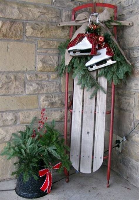 20 Sleigh Decoration Ideas during Winter this Year | Christmas porch ...