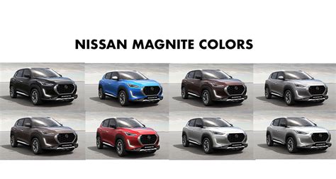 Nissan Magnite Colors: Red, Brown, Silver, White, Blue, Black - GaadiKey