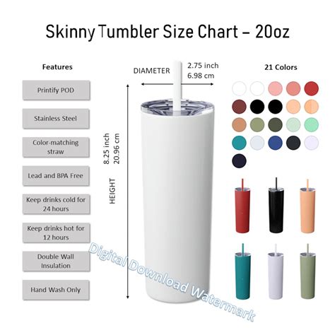 Skinny Tumbler Size Chart Bundle 20oz Tumbler Size Charts 4 Styles 4 Charts Sizes Bundle Holiday ...