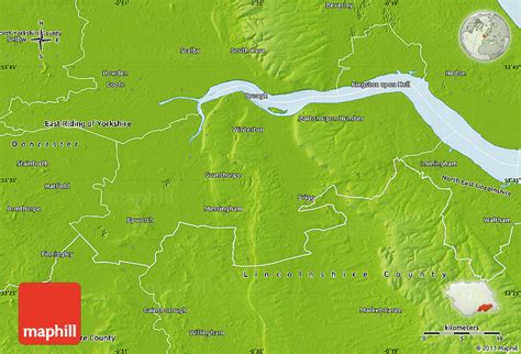 Physical Map of North Lincolnshire