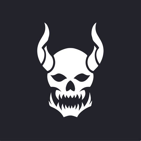 Monster Skull Icon Logo Design. Black and White Stencil Tattoo. Flat Vector Illustration on ...