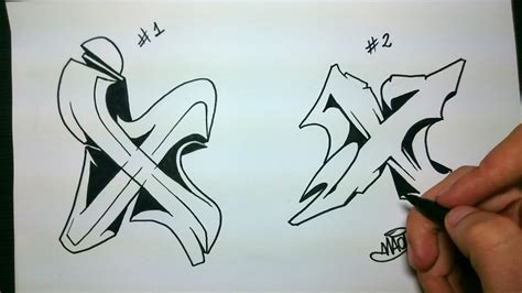 How to draw Graffiti Letter "X" on paper - YouTube