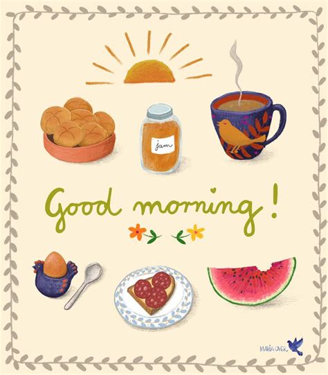 Good morning! Illustration of some things that make a morning good by Maria Over | Good morning ...