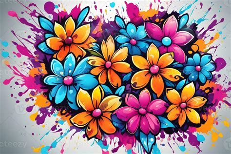 Flower Graffiti Wallpaper, Graffiti Background, Floral Graffiti Pattern ...