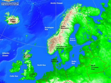 North Europe Physical Map - A Learning Family