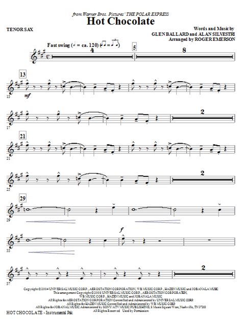 Hot Chocolate (from The Polar Express) - Tenor Sax | Sheet Music Direct