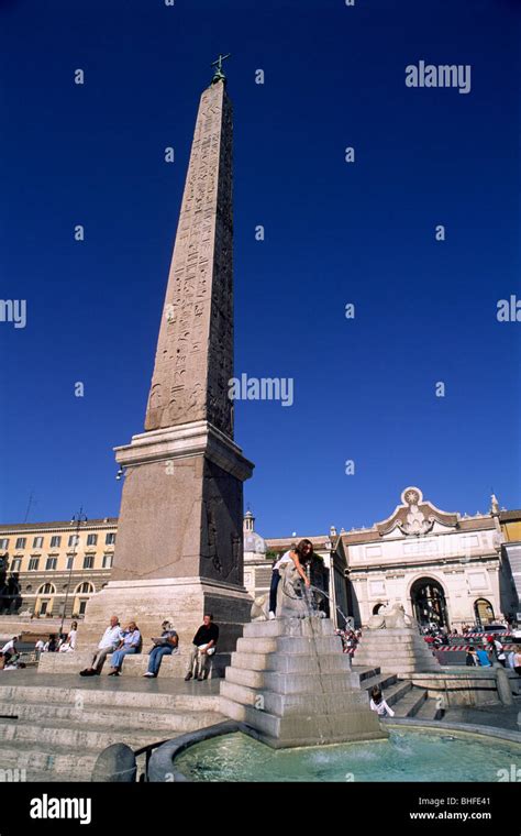 italy, rome, piazza del popolo, obelisco flaminio, egyptian obelisk Stock Photo - Alamy