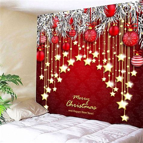 [32% OFF] Wall Decor Christmas Ball And Star Print Tapestry | Rosegal