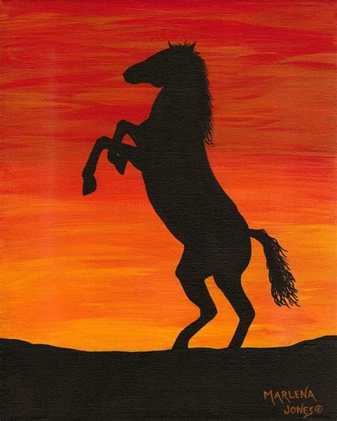 Horse at Sunset 8"x10" Original Painting | Acrylics, Original paintings and Horses