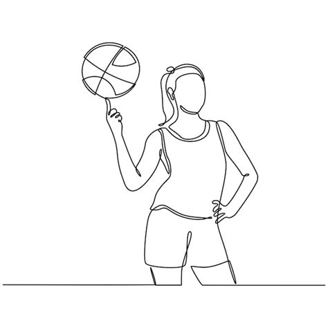 Premium Vector | Continuous line drawing of female professional basketball player isolated with ...