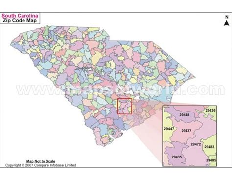 Buy South Carolina Zip Code Map Online | Zip code map, Map, South carolina