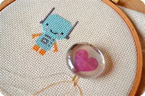 Cross Stitch Hoop with Heart - DIY Needle Minder