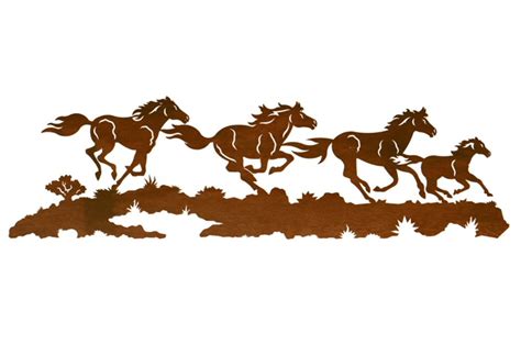 57" Wild Horses Running Metal Wall Art - Western Wall Decor