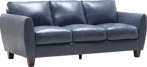 Georgetowne Traverse Blue Leather Sofa - 1StopBedrooms.