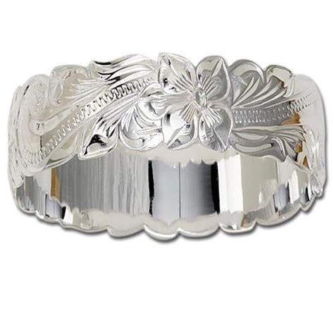 28MM SOLID 925 STERLING SILVER HAWAIIAN PLUMERIA SCROLL BANGLE BRACELE – Arthur's Jewelry